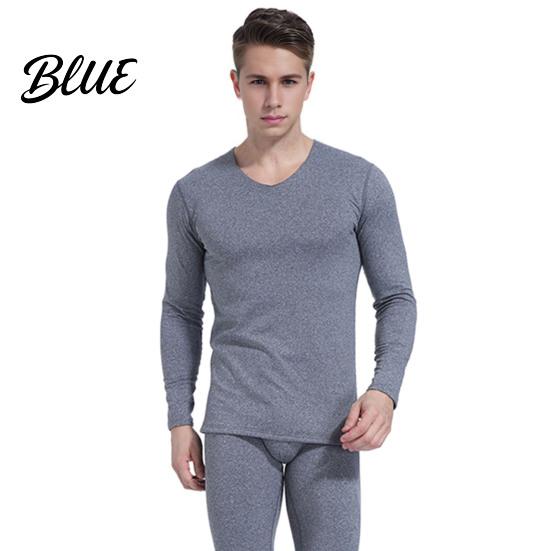 Anti-static Thermal Suit Plush Lined Underwear Set Winter Men 2 Pcs/Set V Neck Seamless Long