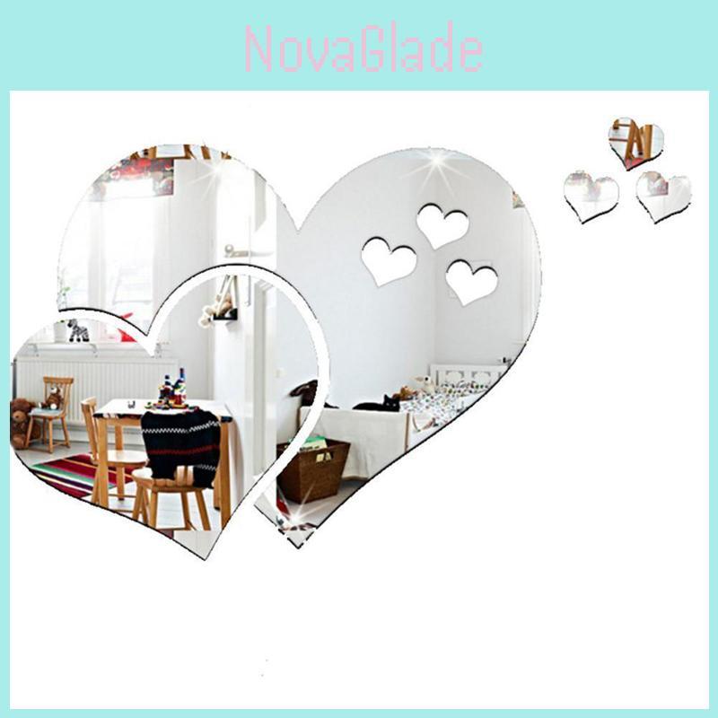 Eye-catching 3d Love Heart Mirror Wall Stickers Decal To Enhance Your Space