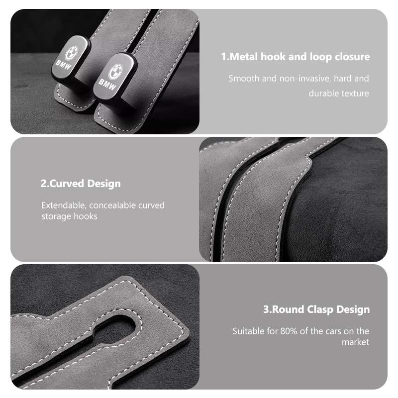 JKGN2 Metal Car Headrest Double Hook Backpack Double Hook Seat Hanger For BMW M 1 3 4 5 6 7 Series M3 M6 F01 F02E34 E36 E70 F10 X6 X1