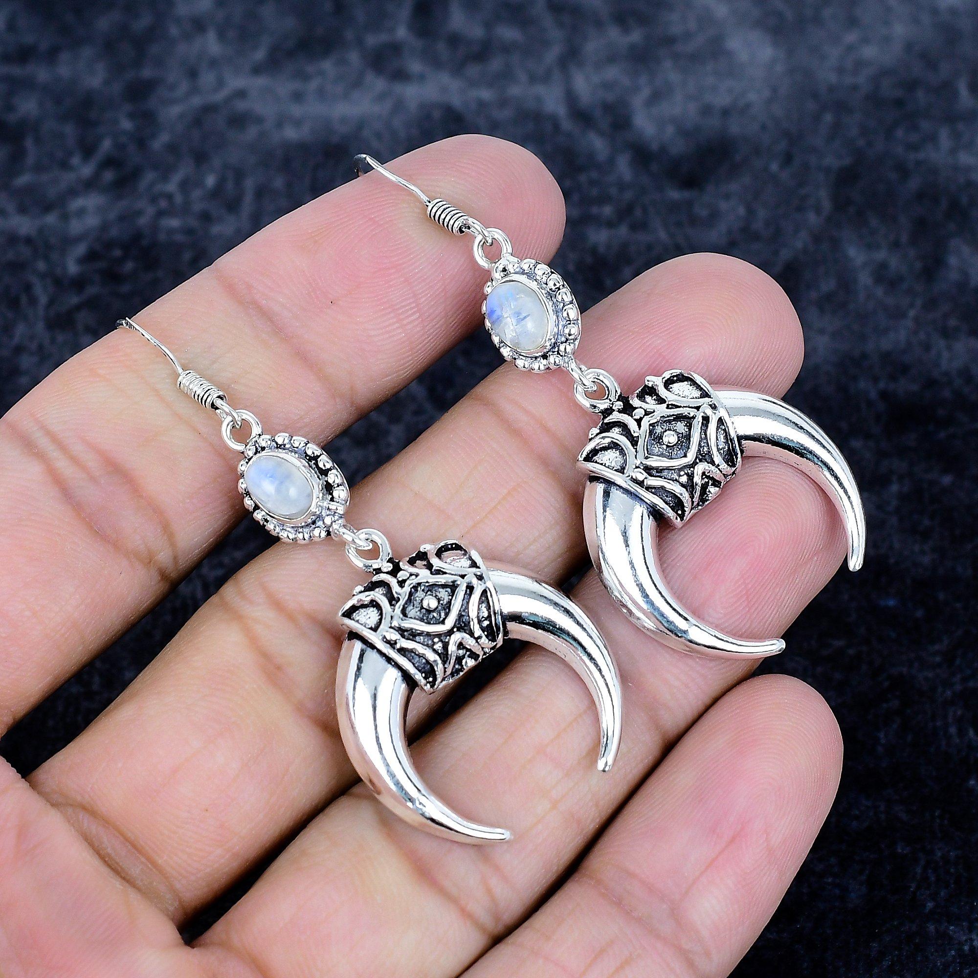 

Rainbow Moonstone Gemstone 925 Sterling Silver Jewelry Earring 2.36 MM-3475