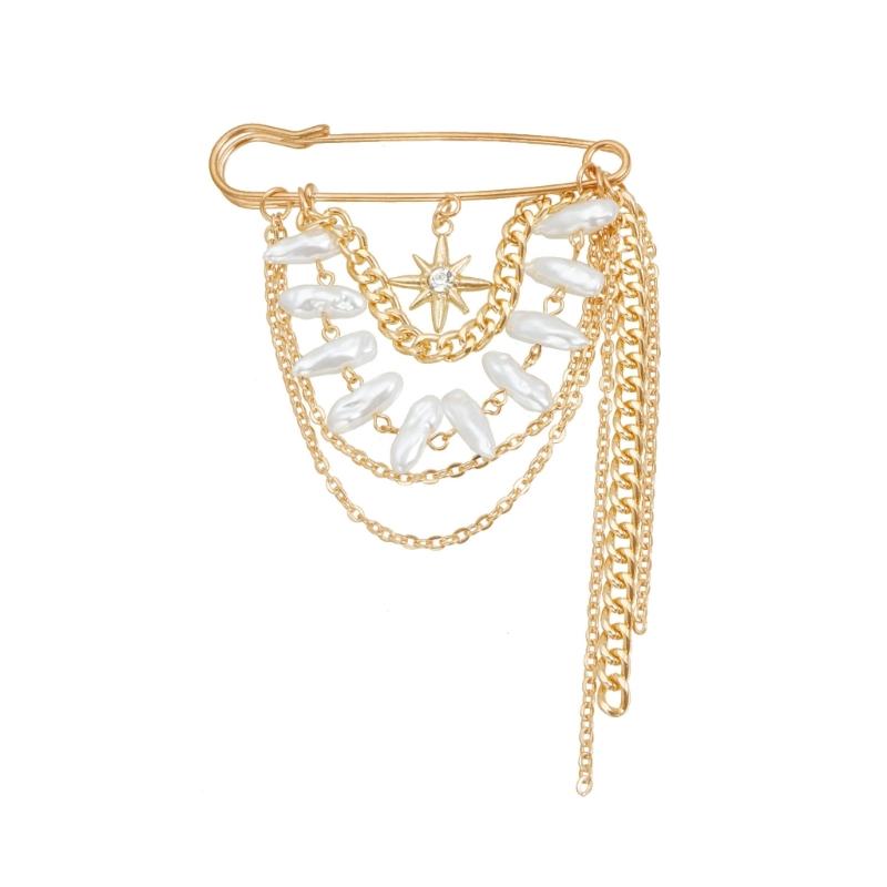 

Vintage Layered Alloy Brooch With Octagram Design And Tassels Accents Accessory For Stylish Outfit Enhancement 1