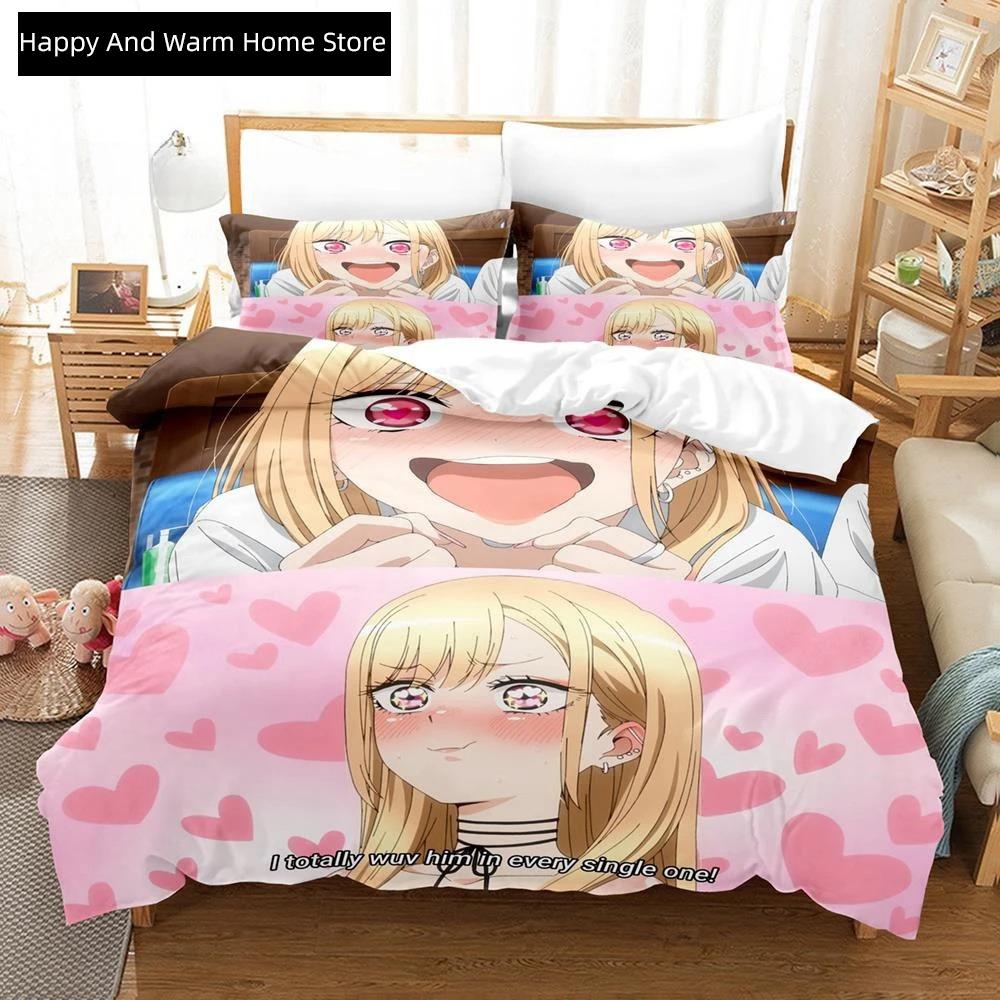 Anime My Dres-Up Darling Beding Set Single Twin Ful Quen King-Sized Dimensionsd Dimensions Bed Linen Set Adult People Young Boys Bedrom Duvet Cover