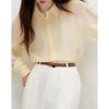 Women's Linen Blend Crinkled Long-Sleeve Shirt