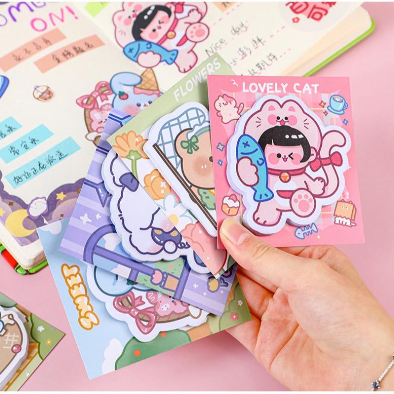 Office School Supplies Bear Special Shaped Sticky Note Student Cartoon Message Paper Girls Handbook Cute Kawai Stationery Gift