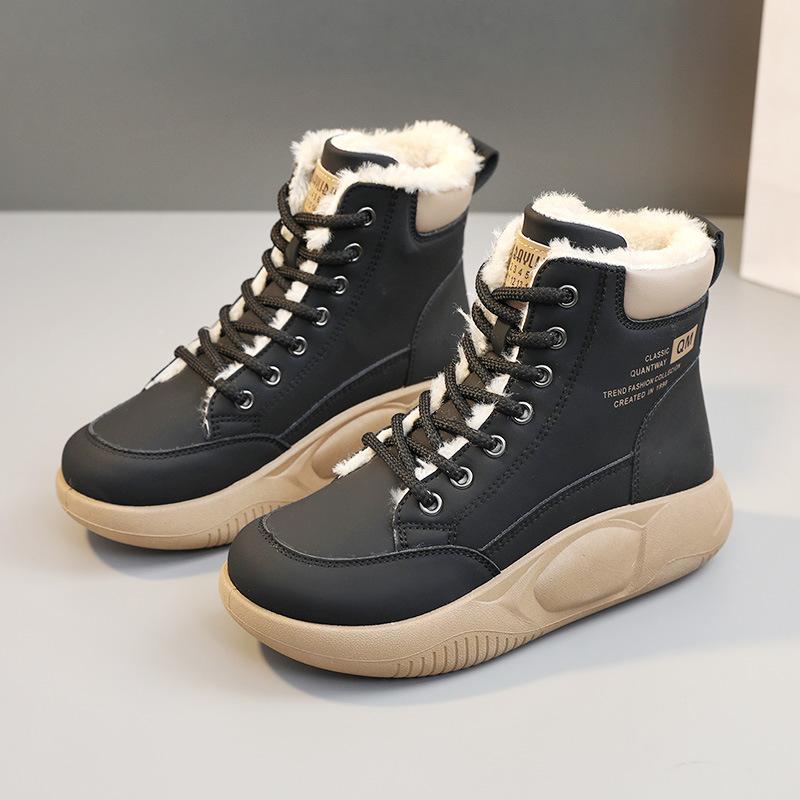 Plush Cotton Shoes 2024 Winter High Top Board Shoes Women's Shoes Casual Warm Street Shooting Trend Student Korean Version