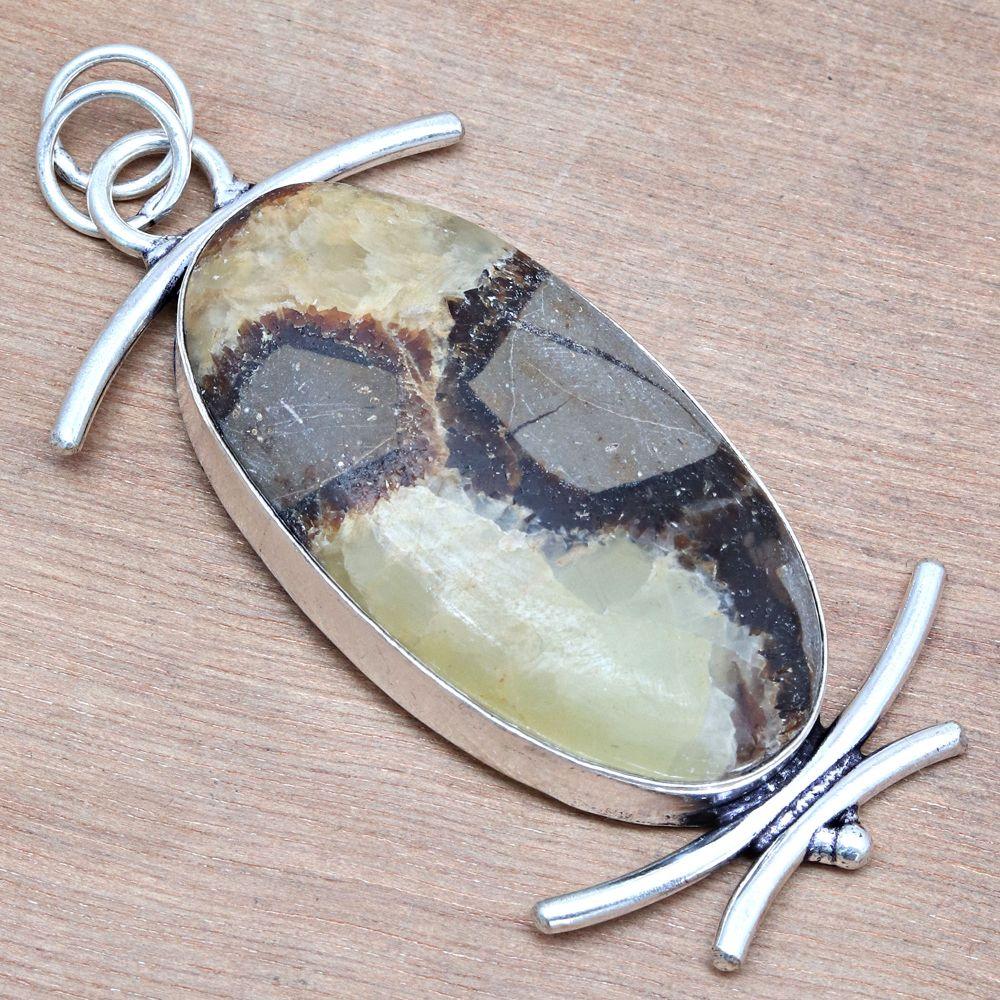 Pendant Septarian Jasper Gemstone Gift For Her Silver Jewelry 2.75"
