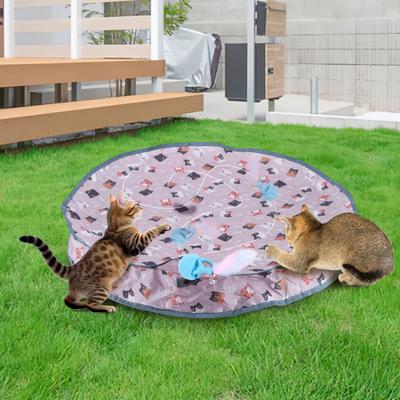 Reusable Motion Activated Chirping Cat Toy Interactive Mouse Catching Game LED Light Durable Mat for Pet Hide and Seek Accessori