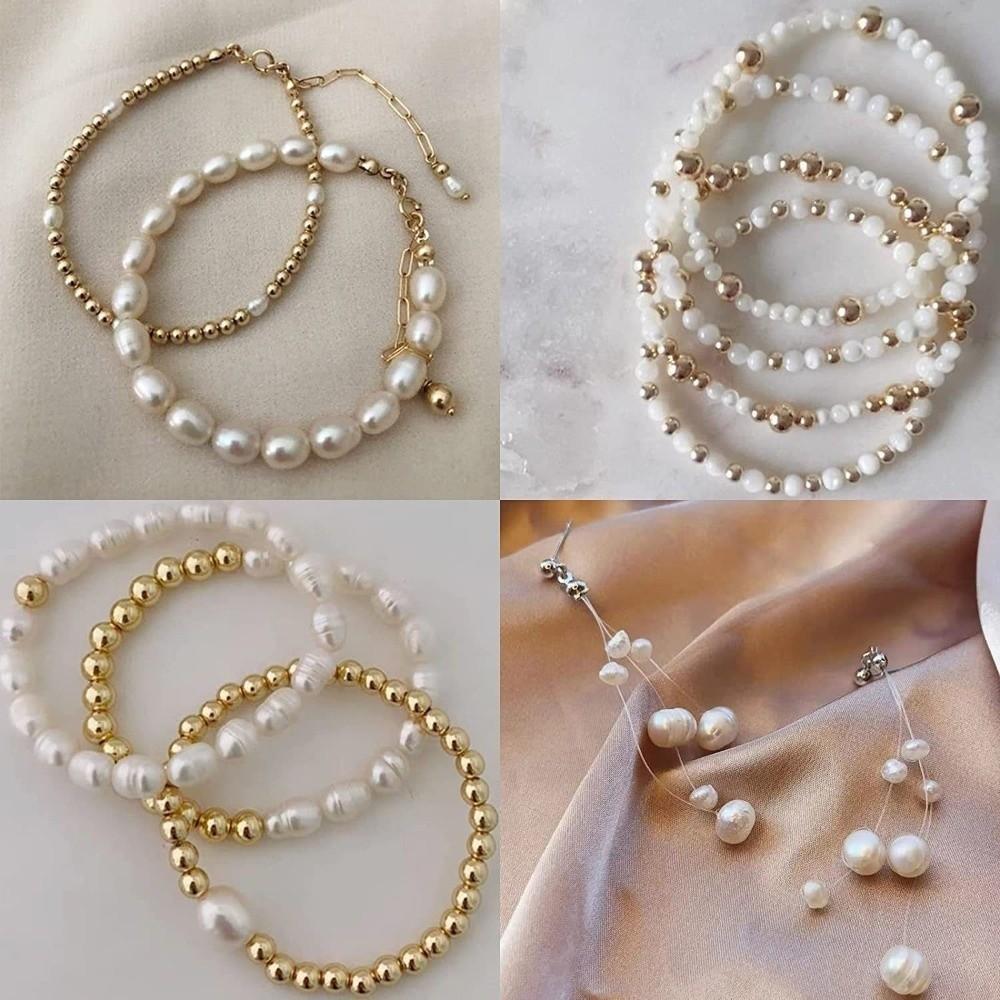 1890pcs 4/6/8/10/12mm Size DIY Bracelet Beads with Gold Beads Crafting Beads  for Necklaces