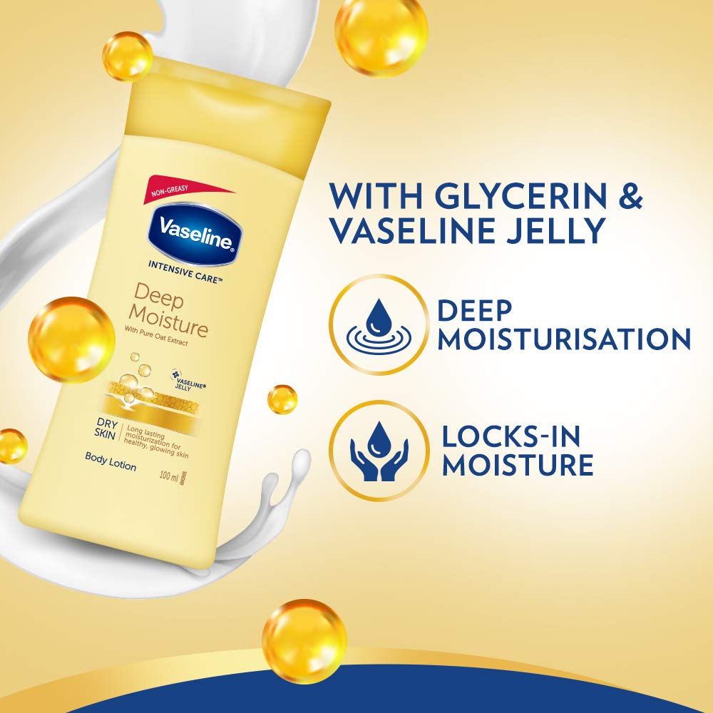 Vaseline Intensive Care Deep Moisture Body Lotion 100 ml Pack of 2 Long-Lasting Hydrating Skin Care