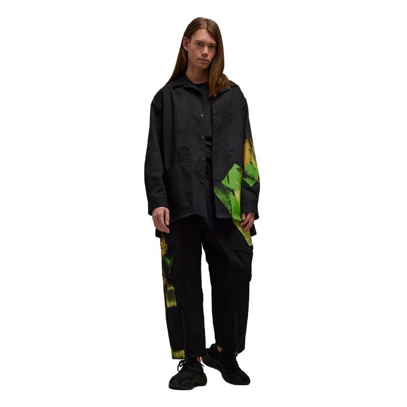 Y-3 Gfx Wrkwr Hip Hop Street Color Block Graffiti Print Casual Cargo Pants Unisex Cargo Pants Black IP7950