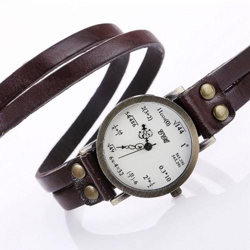 Brown Unisex Mathematical Watch for University Students, Math Calculations, Fashion Accessories, Stylish Gift for Science Students, Casual Wear, Quart