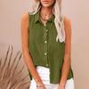 2025 European and American summer popular lapel cotton and linen buttons, sleeveless shirts women's clothing, shirts