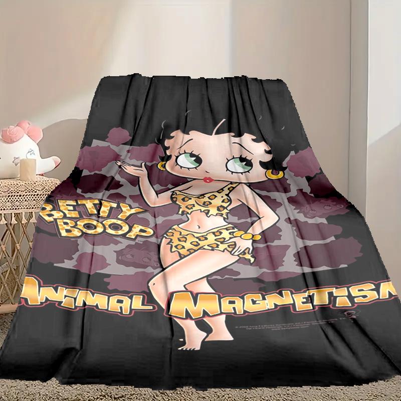 1pc Betty Boop Blanket, Home Printed Throw Blanket - Soft Blanket Gift for Family, Washable Sofa Bed Blanket