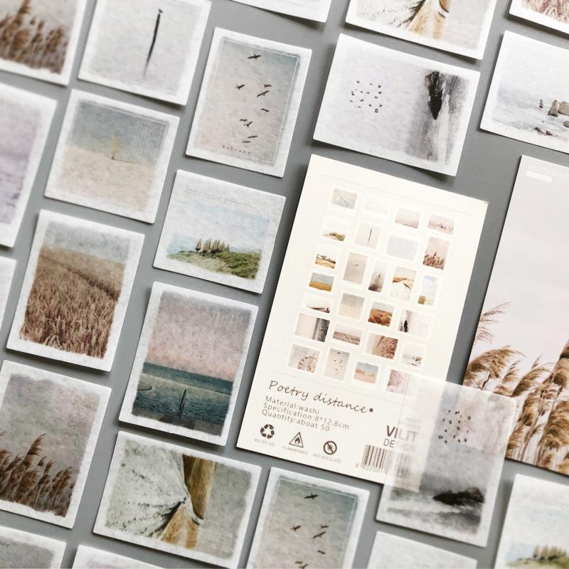50 Blatt pro Packung Nebelwald Aufkleber Tagebuch Dekorativer Aufkleber DIY Etikett Schreibwaren Deko Fotoalbum Aufkleber Flocken Scrapbooking