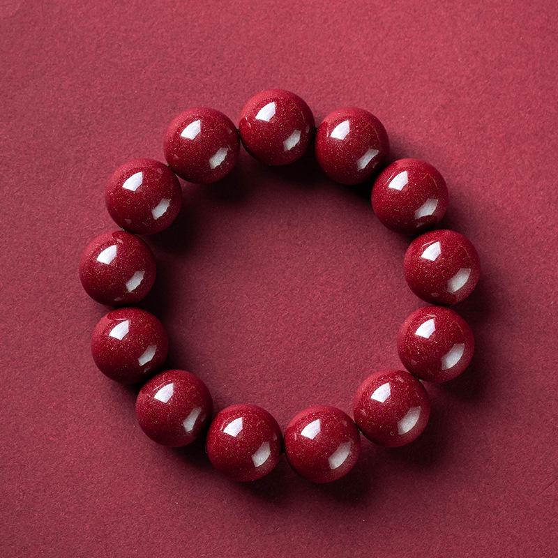 Genuine Natural Cinnabar Wanshan Bracelet - High Content Red & Purple Design for Men/Women