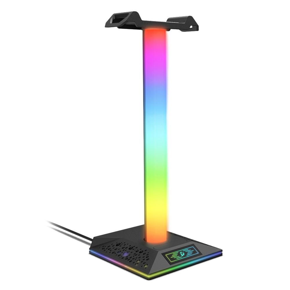 RGB Headset Stand Dream color Lights with Type-c USB Ports Headphone Holder for TV Desktop Gamers Gaming PC Accessories Desk
