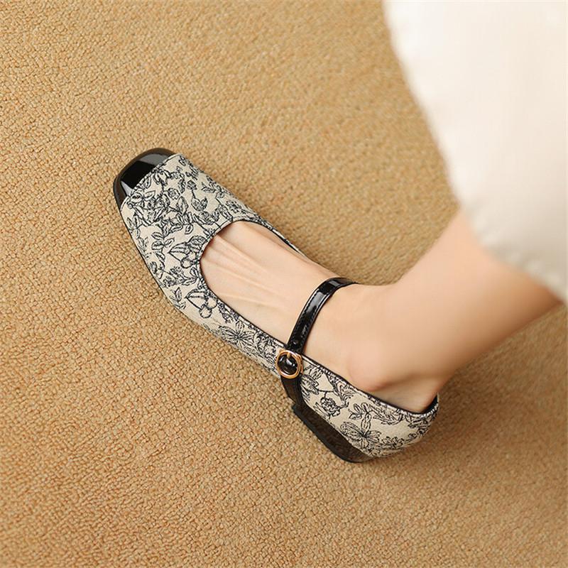 Fashion New Spring Women Shoes Square Toe Women Pumps Fashion Retro Mary Jane Shoes for Women Chunky Low Heels Ladies Shoes Size 43