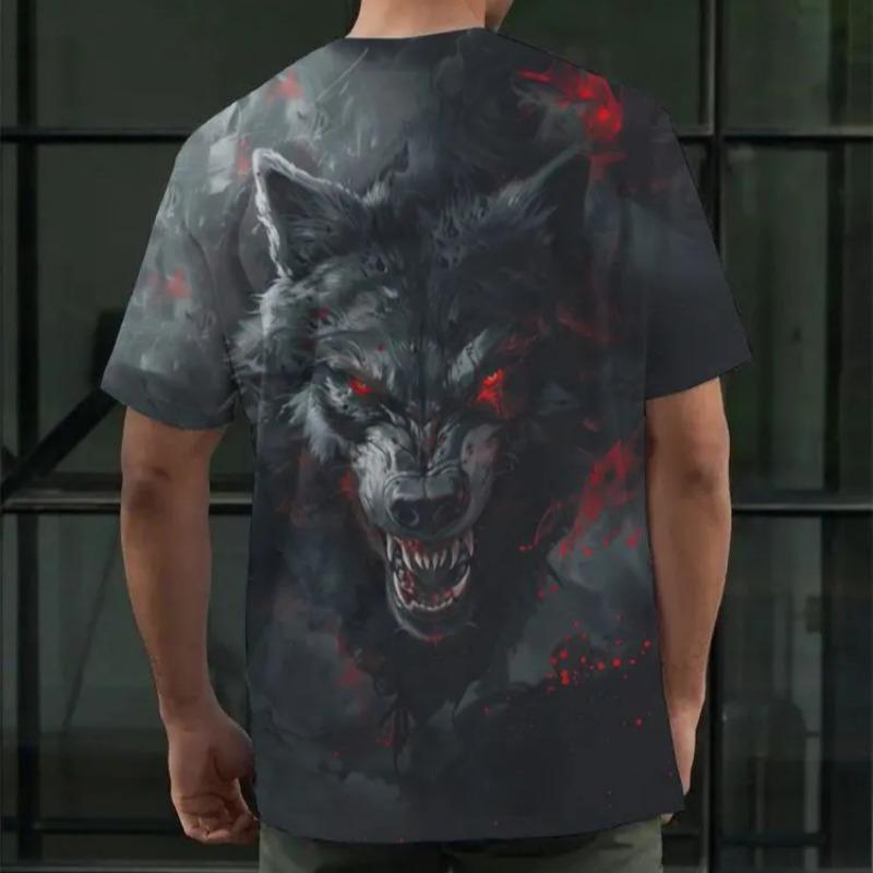 Wolf T Shirt for Mens Animal Print Short Sleeve Top 3D Casual Street Man's T-shirt Oversized Tee Shirt Men Vintage Clothing Shirt
