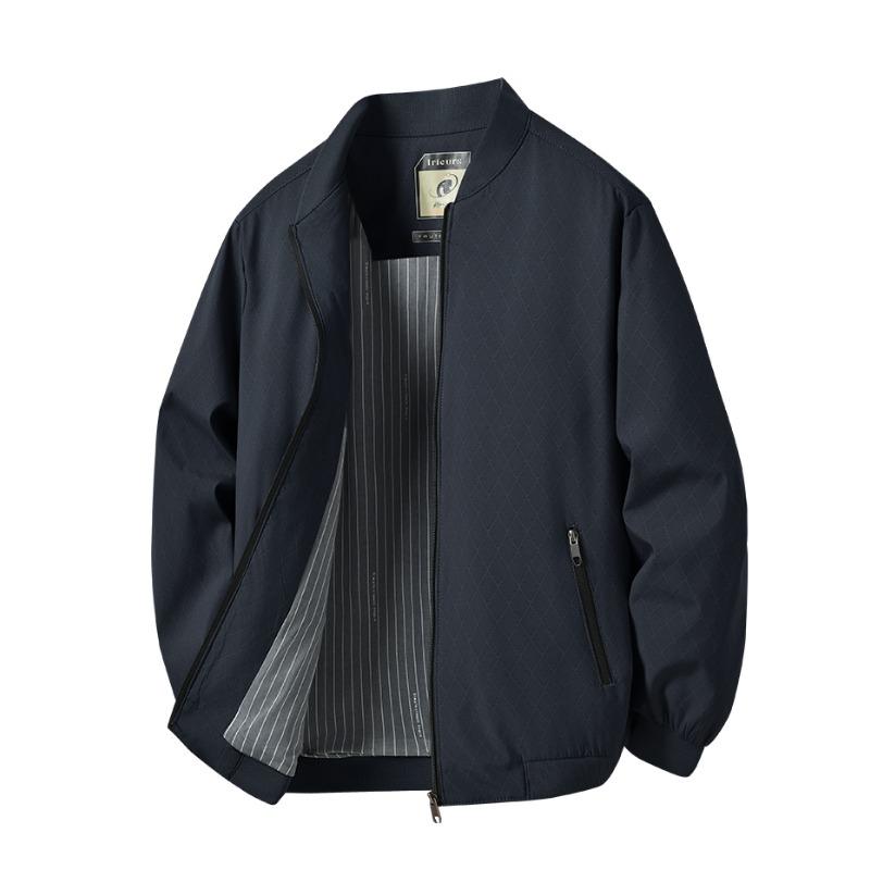 Spring and Autumn Men's Jacket Casual Soft Non-scalding Anti-Wrinkle Solid Color Stand Collar Jacket