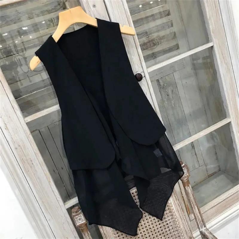 Weiß Schwarz West Dünn Sommer Mode Schlank Ärmellos West Außen Alles Kombinierbar Sonnenschutz Strickjacke S schwarz