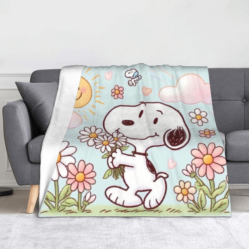 snoopys Throw Blanket for Couch cartoon dog Soft Fuzzy Plush Blanket 50x60 Inches Multiple Sizes Bedspreads for All Seasons