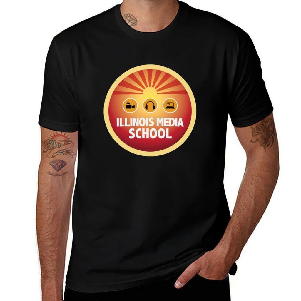 Illinois Media School College TShirt Holiday Casual Short Sleeve Top