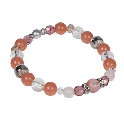 AIR SEVEN Pulseira Magnética de Pedra Natural para Alívio da Rigidez e Melhora da Circulação Sanguínea Feminino, Dispositivo, (Quartzo Cereja)
