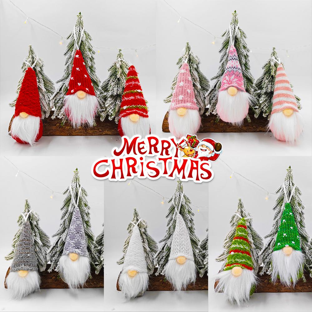 3pcs Set Knitted Faceless Doll Christmas Tree Ornaments Hanging Decorations Old Mam Doll Home DIY Holiday New Year Supplies