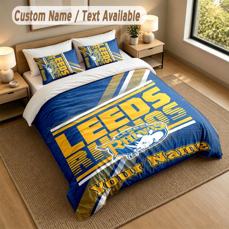 Bettwäsche-Set 1 Bettbezug 2 Kissenbezüge Leeds Rhinos Druck Weiche Bettwäsche Schlafzimmer Dekoration