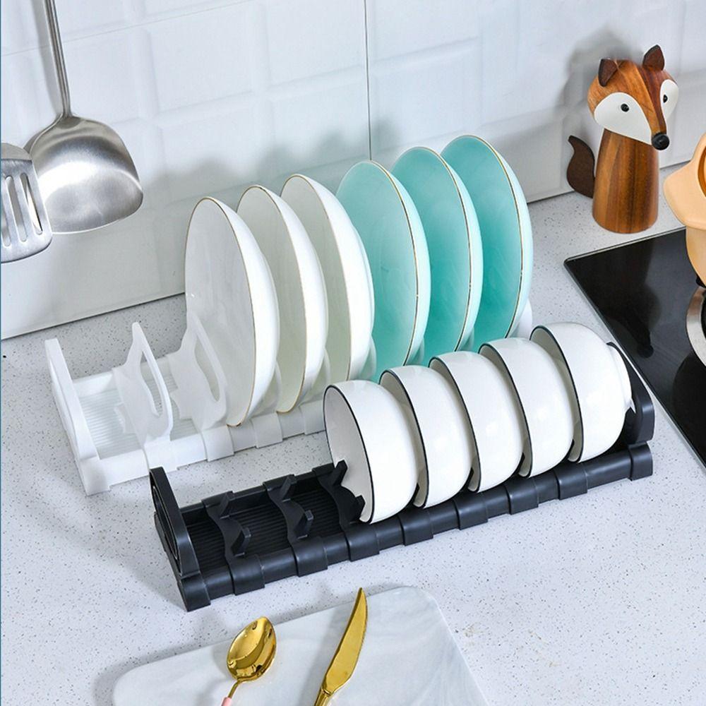 

Built-in Single Layer Cupboard Dish Rack Plastic Cooking Dishs Holder Cabinet