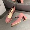fashion 2024 Summer Mary Janes Vintage Sandals Woman Buckle Non-Slip Casual adies Solid Elegant Heels