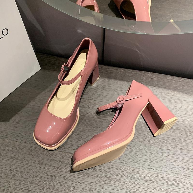 fashion 2024 Summer Mary Janes Vintage Sandals Woman Buckle Non-Slip Casual adies Solid Elegant Heels