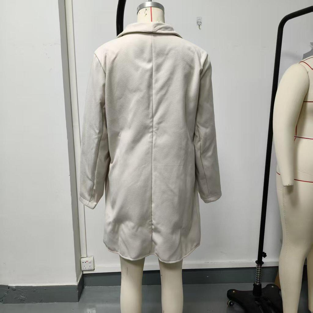 2025 Herbst Winter Damenmode Einfarbig Revers Strickjacke Wollmantel