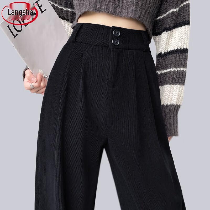 Langsha Women's 2025 A/W High-Waist Chenille Wide-Leg Suit Pants