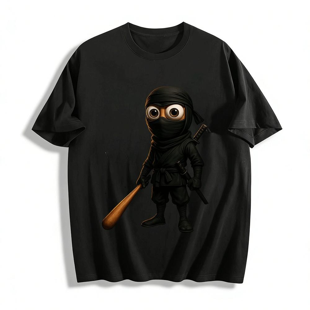 

Cute Big-eyed Ninja Print Casual Tshirt Unisex Trendy Cool Top Pure cotton T-shirt XXS