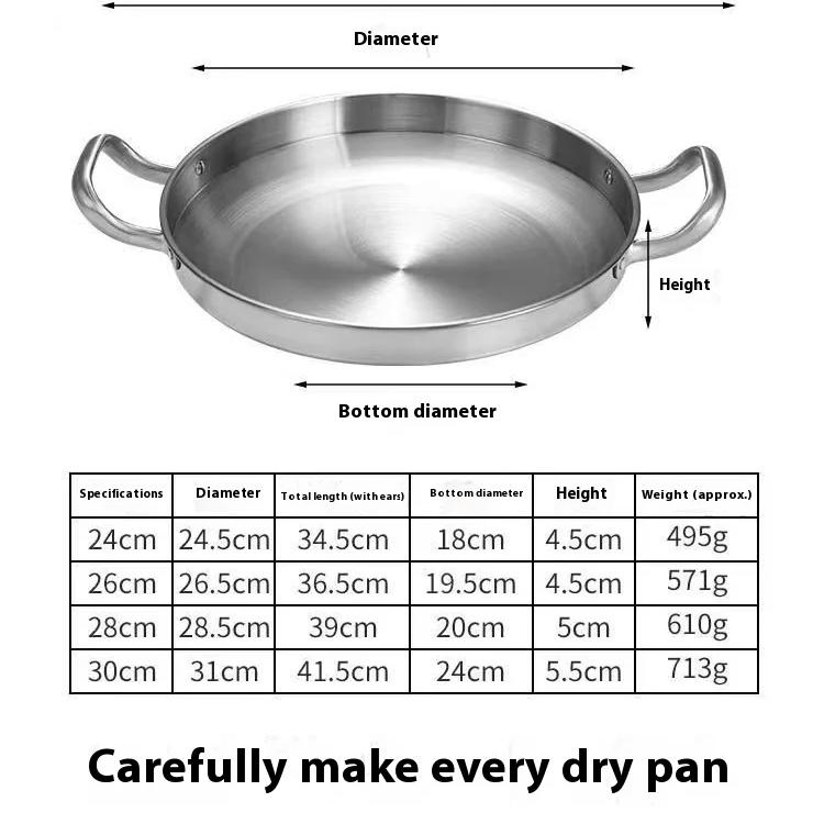 Handle Frying Pan Stainless Steel Paella Pan with Gold Handle Cooking Pot Seafood Rice Pans Non Stick  Skillet Kitchen Cookware
