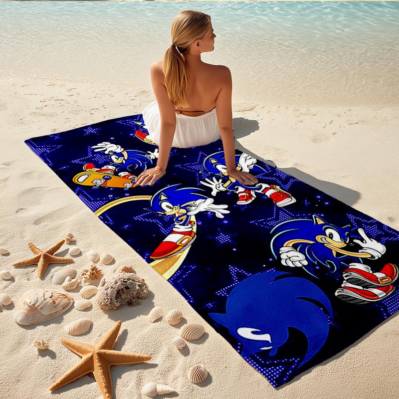 1Pc Sonic Hedgehog Adventures Beach Towel, Quick Dry, Multi-Use for Beach Pool Gym Yoga Home Travel, Christmas, Halloween, Xmas Gift M92929