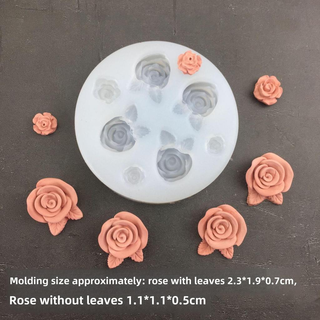 6-in-1 Rose with Leaves Mold: For Plaster, Resin, Mousse, and Aromatherapy