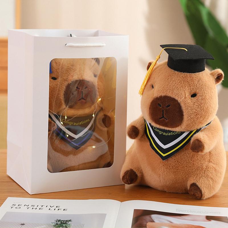Doctor Capybara Doll Graduate  Kawaii Stuffed Animal Plushie Cute Pendant Creative Cartoon Pillow Graduation Gifts