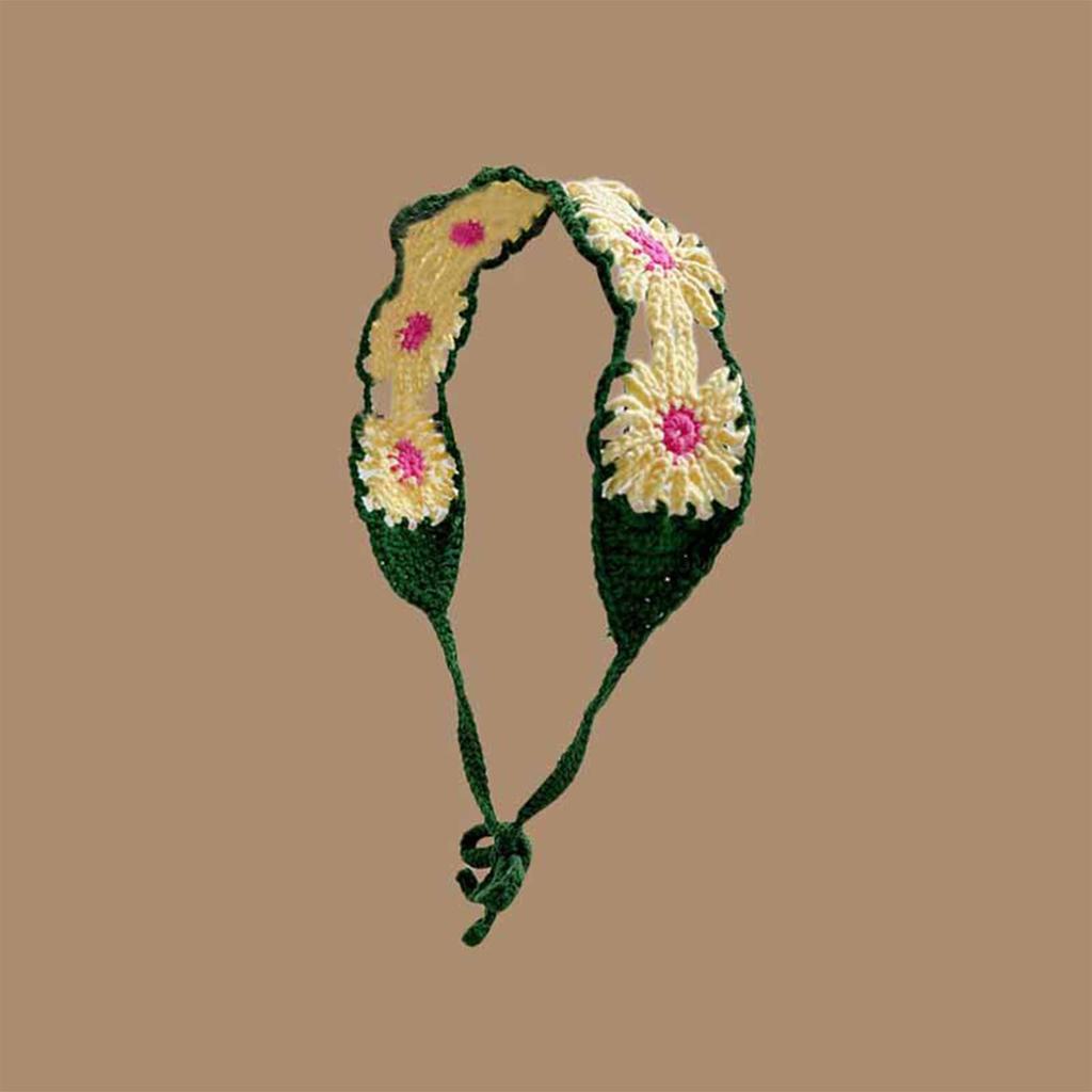 Vacation Flower Headscarf for Street Snap Crochet Hair Scarf Spring Decorative Headpiece Holiday Headwrap for Casual