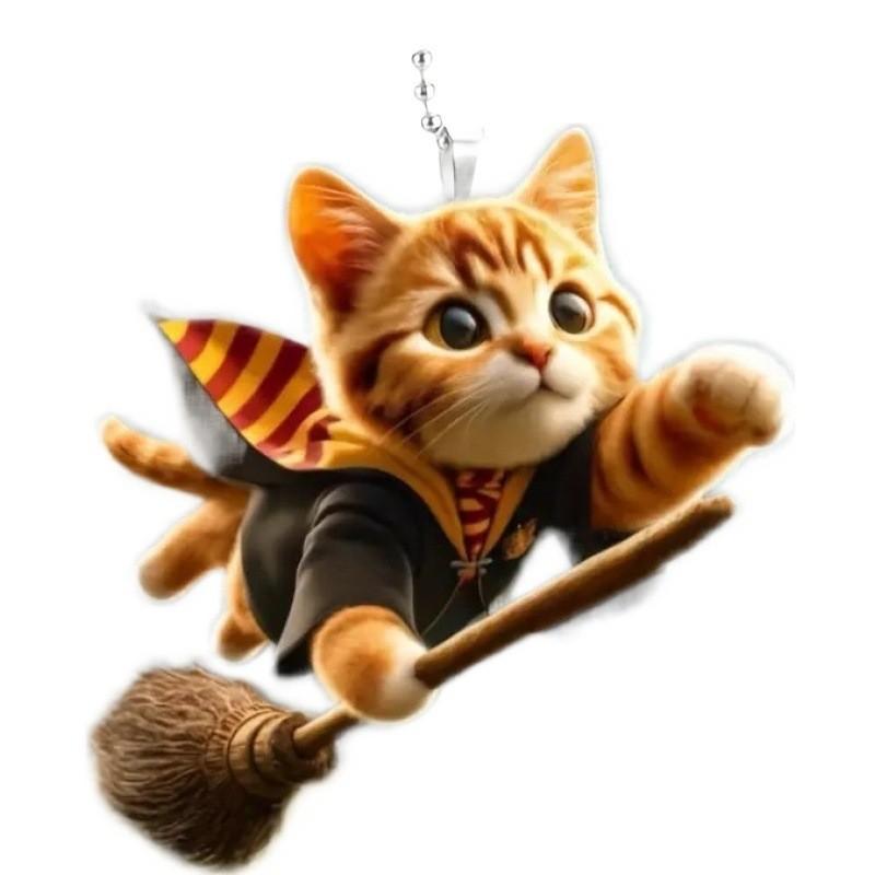 2d Cute Stylish Cat Acrylic Material Car Hanging Decoration Fun Accessory Backpack