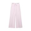 Damen 2026 Locker sitzende High-Waist Gestreifte Weitbeinige Hosen Verstellbarer Bund Bequeme Freizeithosen
