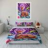 Romantic Fawn with Dreamy Floral Crown Print Bedding Set 1 Duvet Cover 2 Pillowcases for Adult and Children Luxury Gift