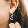 Huitan Elegant Infinity Figure Eight Shape Earrings for Women Paved Cubic Zirconia Fancy Girl Gift Fashion Versatile Ear