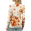 Women's Fitted Long Sleeve T-Shirt with Maple Leaf Print, Neck and Cuffs for Everyday Wear