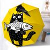 1pc Cat Crow Fish Automatic Open/close Umbrella, 8-Rib Sturdy Structure, Portable Travel Umbrella, Parties, Everyday Useb006