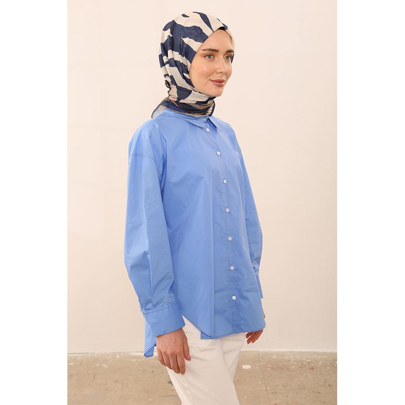 

ShantuQ Мягкий шарф с узором под зебру Темно-синий/Норка 90x90 разноцветный