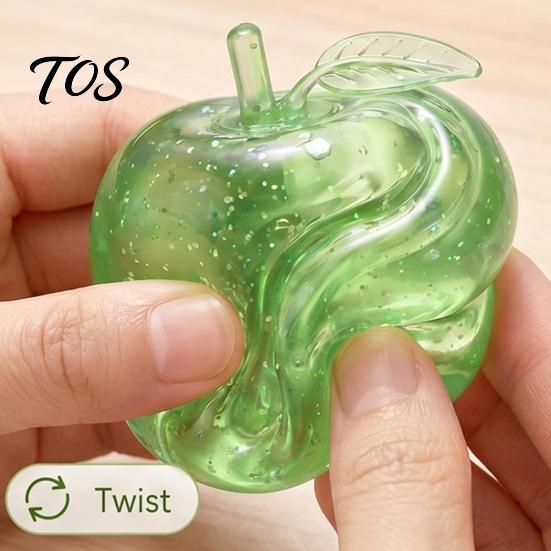 Cute Desktop Decoration Ornaments Maltose Glitter Apple Squeeze Stress Ball, Soft TPR Slow Rising Fidget Sensory Toys for Anxiety Toy Relief,