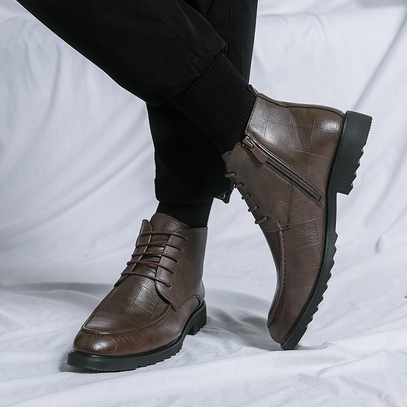 

Мужские коричневые мотоциклетные ботинки Wingtip, вечерние, черные кожаные ботильоны, смокинг, свадебные блейзеры, туфли-седла на толстой подошве EU:44 коричневый