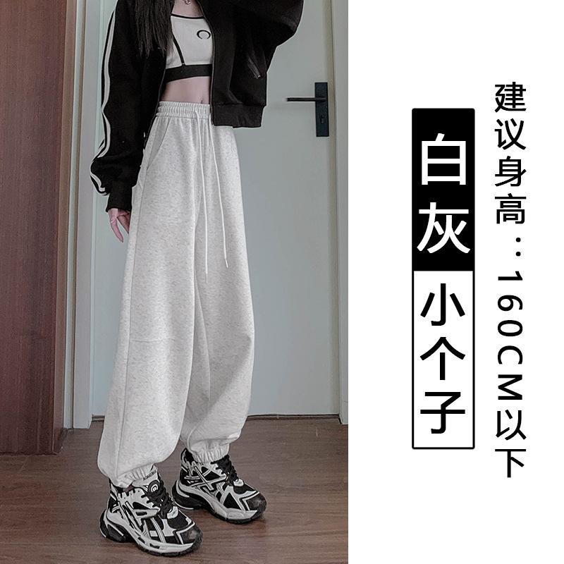 Gray Corset Sweatpants Women's Spring New High Waist and Thin Wide Legs Loose Harlan Casual Sweatpants
